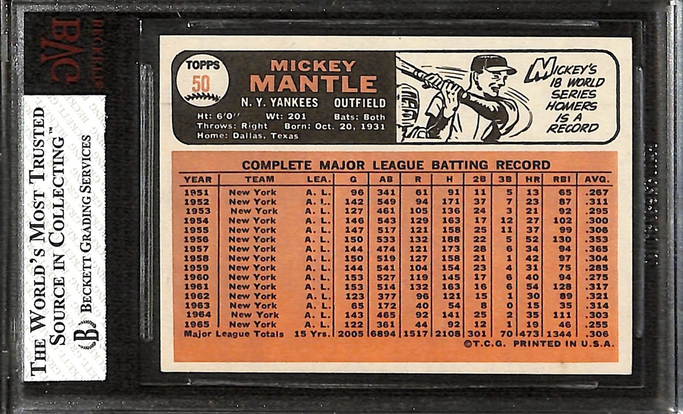 1966 Topps Mickey Mantle #50 Graded Beckett BVG 6.5