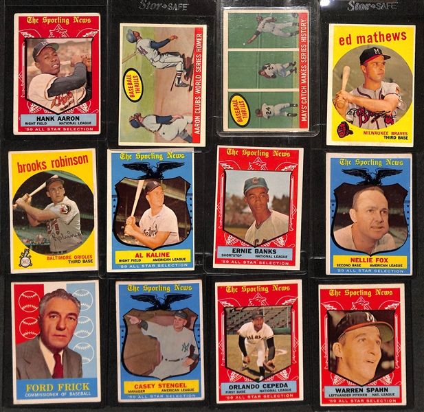 1959 Topps Complete Baseball Card Set (All 572 Cards) w. (8) Graded Cards Inc. Bob Gibson Rookie (BVG 4.5), Mickey Mantle (BVG 3), Stan Musial (PSA 3), Sandy Koufax (PSA 4), Enos Slaughter (BVG 7), +