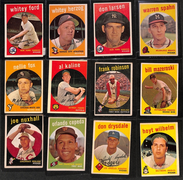 1959 Topps Complete Baseball Card Set (All 572 Cards) w. (8) Graded Cards Inc. Bob Gibson Rookie (BVG 4.5), Mickey Mantle (BVG 3), Stan Musial (PSA 3), Sandy Koufax (PSA 4), Enos Slaughter (BVG 7), +