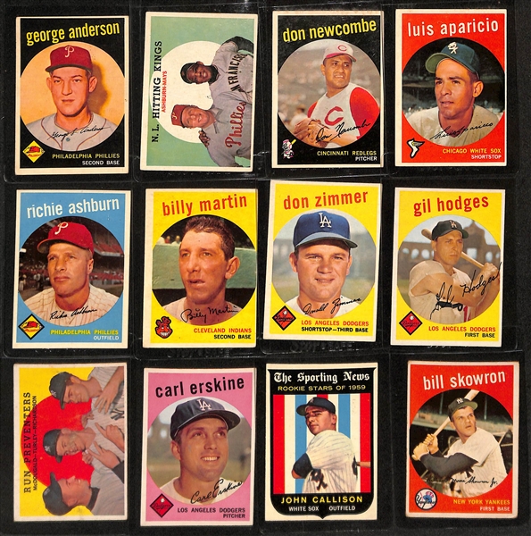 1959 Topps Complete Baseball Card Set (All 572 Cards) w. (8) Graded Cards Inc. Bob Gibson Rookie (BVG 4.5), Mickey Mantle (BVG 3), Stan Musial (PSA 3), Sandy Koufax (PSA 4), Enos Slaughter (BVG 7), +