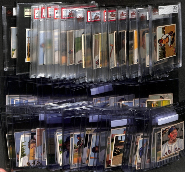 1950 Bowman Baseball Card Set (Missing Jackie Robinson - 251 of 252 Cards in the Set) w. (17) Graded Cards Inc. Berra (BVG 3.5), Campanella (BVG 4.5), Hodges (BVG 4), Rizzuto (BVG 4), Reese (BVG...