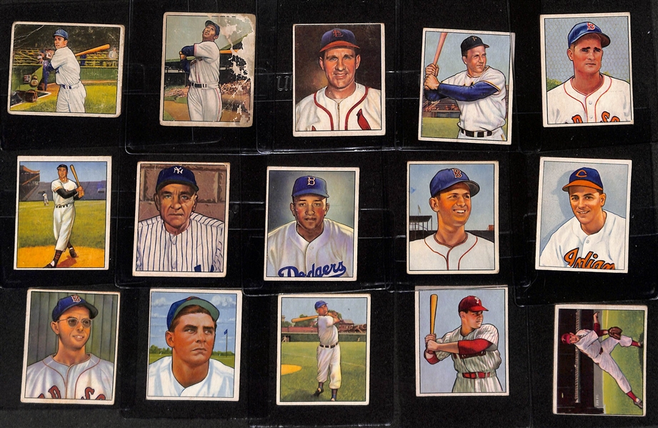 1950 Bowman Baseball Card Set (Missing Jackie Robinson - 251 of 252 Cards in the Set) w. (17) Graded Cards Inc. Berra (BVG 3.5), Campanella (BVG 4.5), Hodges (BVG 4), Rizzuto (BVG 4), Reese (BVG...