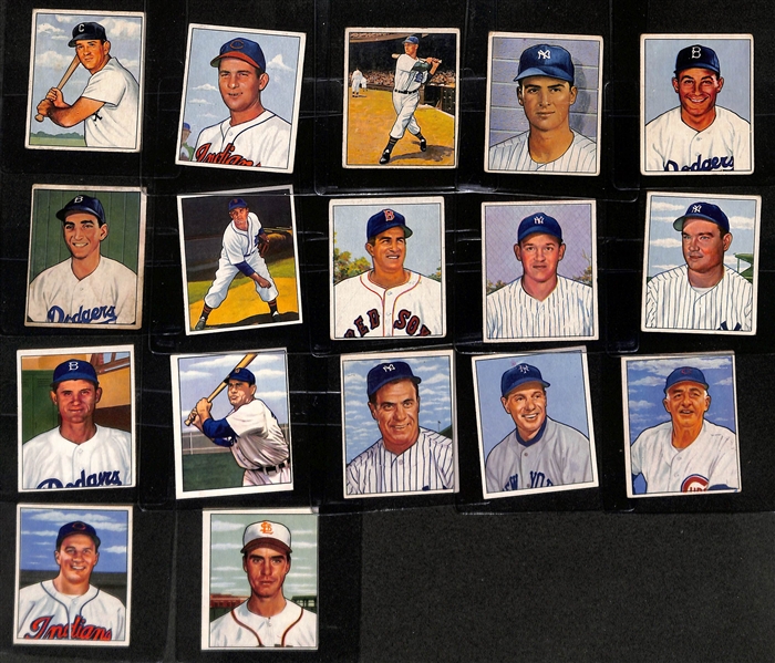 1950 Bowman Baseball Card Set (Missing Jackie Robinson - 251 of 252 Cards in the Set) w. (17) Graded Cards Inc. Berra (BVG 3.5), Campanella (BVG 4.5), Hodges (BVG 4), Rizzuto (BVG 4), Reese (BVG...