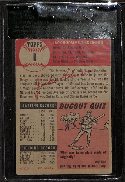 1953 Topps Jackie Robinson #1 Beckett Raw Card Review BVG 2.0