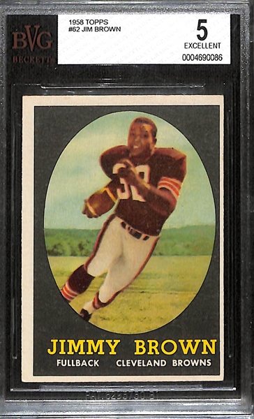 1958 Topps Football Jim Brown Rookie Card #62 Graded BVG 5