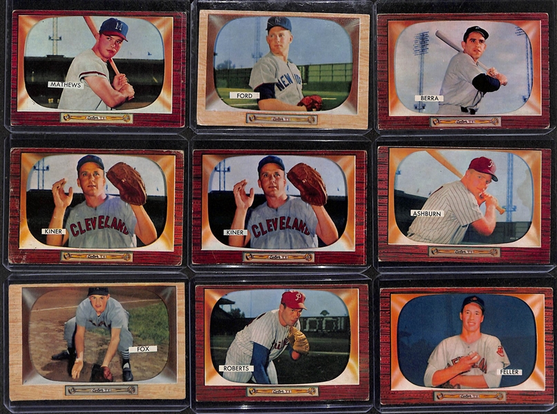 Lot of (330) Assorted 1955 Bowman Baseball Cards w. Roy Campenella & Ernie Banks