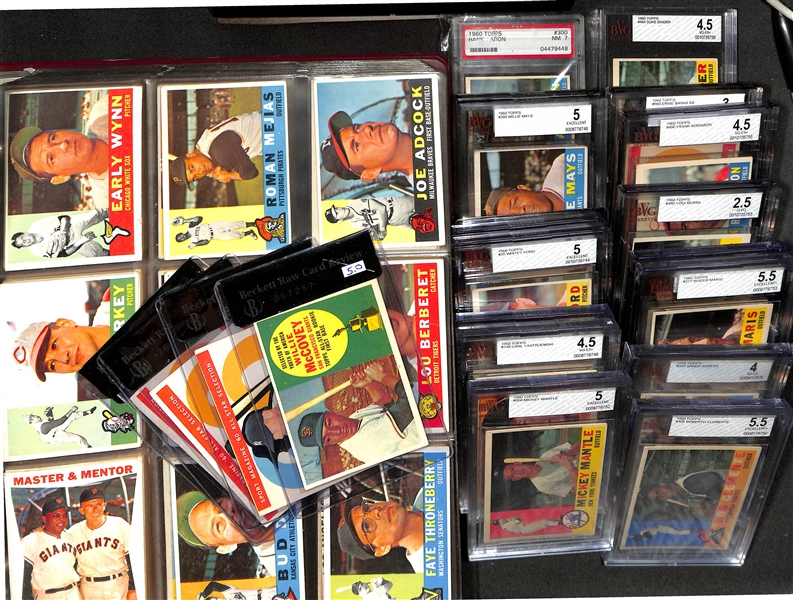 1960 Topps Baseball Card Complete Set of 572 Cards w. Carl Yastrzemski BVG 4.5 & Mickey Mantle BVG 5