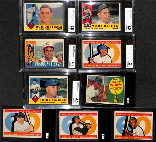1960 Topps Baseball Card Complete Set of 572 Cards w. Carl Yastrzemski BVG 4.5 & Mickey Mantle BVG 5