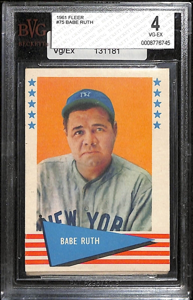1961 Fleer Baseball Card Complete Set of 154 Cards w. #75 Babe Ruth BVG 4
