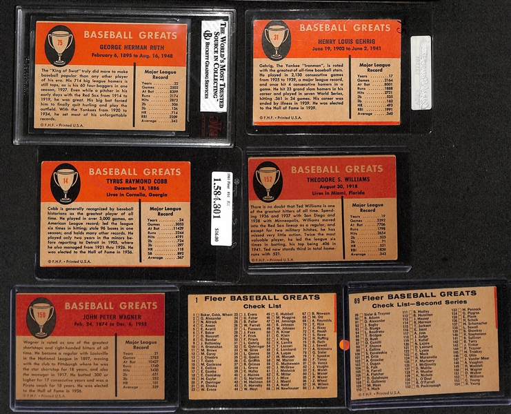1961 Fleer Baseball Card Complete Set of 154 Cards w. #75 Babe Ruth BVG 4