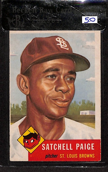 1953 Topps Satchell Paige #220 Beckett Raw Card Review BVG 5.0
