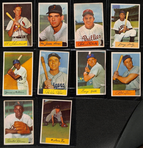 1954 Bowman Baseball Card Baseball Card Set (All 224 Cards in the Set) w. Mickey Mantle #65 (BVG 4), Ted Williams (PSA 4), & Yogi Berra #161 (BVG 4)