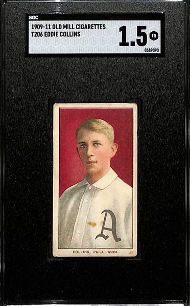 1909-11 T206 Old Mill Cigarettes Eddie Collins (HOF) Graded SGC 1.5