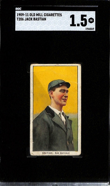 (4) 1909-11 T206 Southern League Old Mill Cigarettes Tobacco Cards - Ed Foster (SGC 2), George Paige (SGC 2), Jack Bastian (SGC 1.5), & Juan Violat (SGC 1.5)