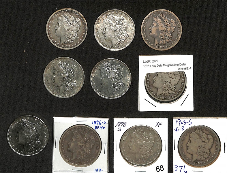 Lot of (10) Morgan Silver Dollars from 1879-S to 1903-S