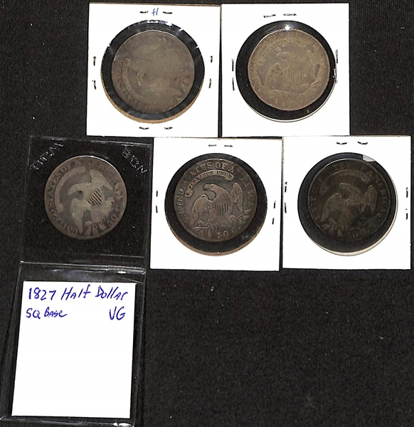 Lot of (5) Capped Bust Silver Half Dollars from 1813 to 1831