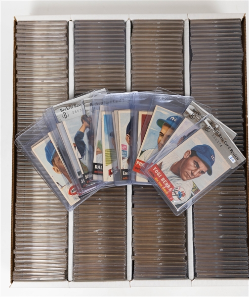 1953 Topps Near Complete Set (270 of 274 Cards - Missing 4 Listed Above) - 4 Beckett Raw Graded Cards w. Yogi Berra BVG 5, and Whitey Ford BVG 3