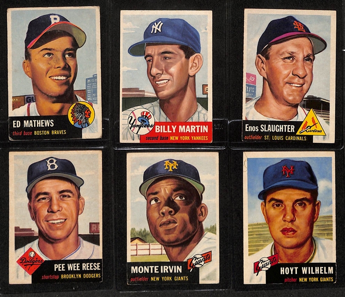 1953 Topps Near Complete Set (270 of 274 Cards - Missing 4 Listed Above) - 4 Beckett Raw Graded Cards w. Yogi Berra BVG 5, and Whitey Ford BVG 3