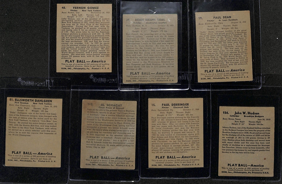 Lot of (60) 1939 Playball Cards w. Lefty Gomez & Rick Ferrell
