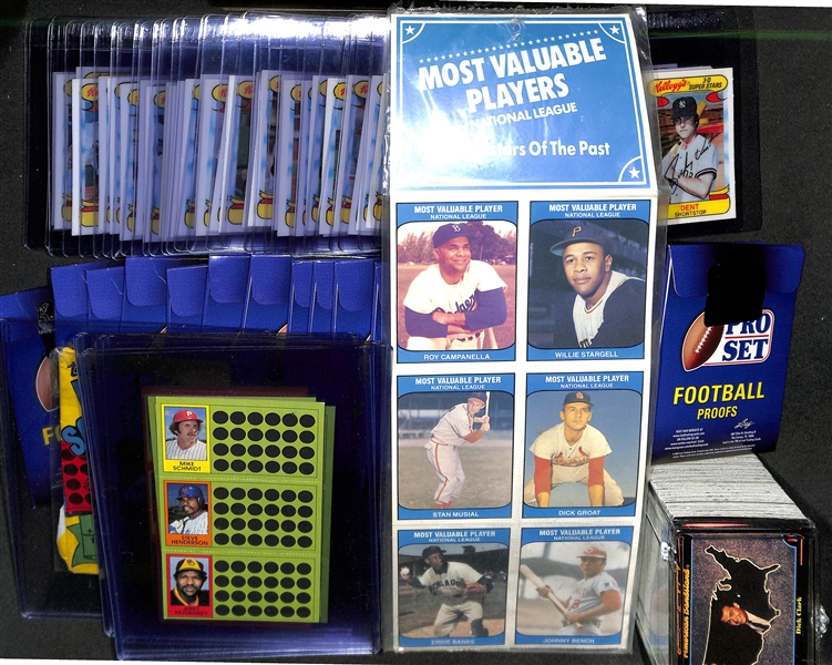 1978 Kellogg's Baseball 3-D Complete Set of 57 Cards & (20) 2024 Leaf/ProSet Football Proofs - Sealed, More