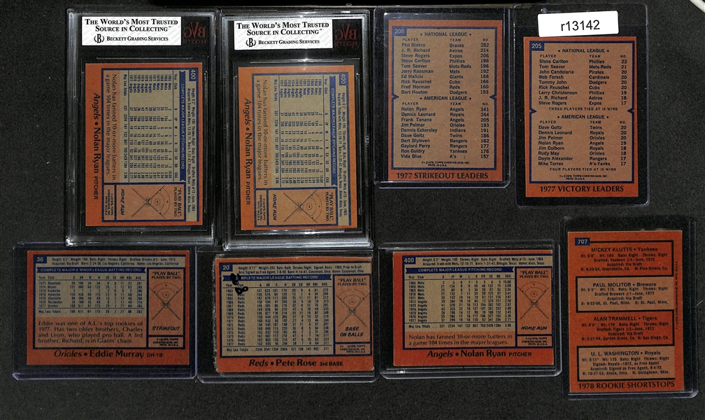 1978 Topps Baseball Card Near Complete Set - 725 of 726 Cards - w. Eddie Murray Rookie