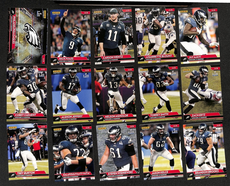 Lot of (3) Special Edition Sets - 2017 Panini Instant Eagles Superbowl Team Set (#/5714), 2017 Panini Instant All Rookie Team Set w. Kareem Hunt Auto, & 1994 National Convention Sealed 20-Card Set