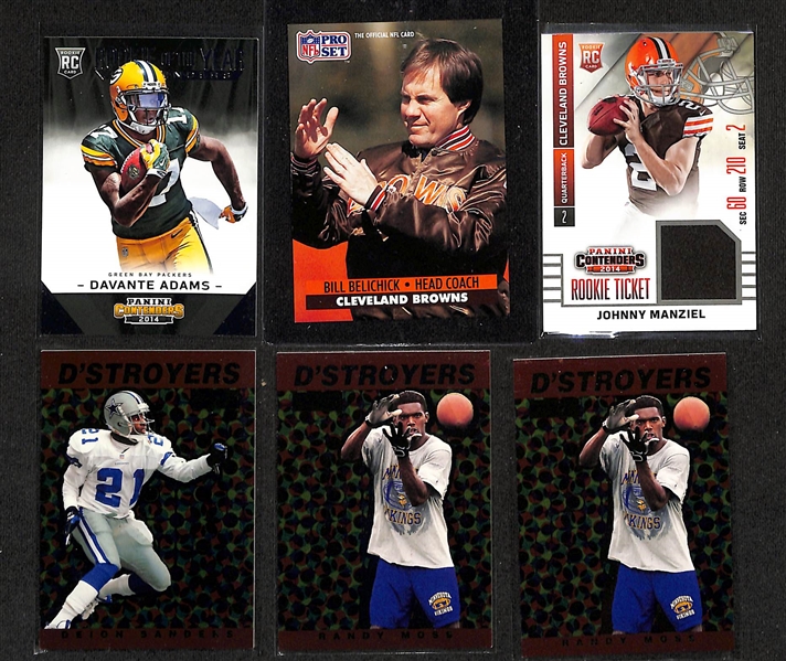 Football Card Lot w. 1998 Skybox Premium Randy Moss SGC 10 & 1998 Skybox Premium Peyton Manning Rookie, and (2) 1/1 2017 Leaf Proof Cards w. Emmitt Smith 