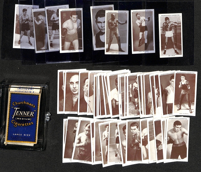 1938 Churchman's Boxing Personalities Complete 50 Card Set w. Original Box w. Joe Lewis & Jack Dempsey