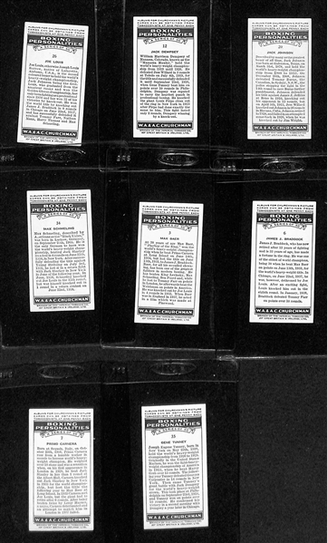1938 Churchman's Boxing Personalities Complete 50 Card Set w. Original Box w. Joe Lewis & Jack Dempsey