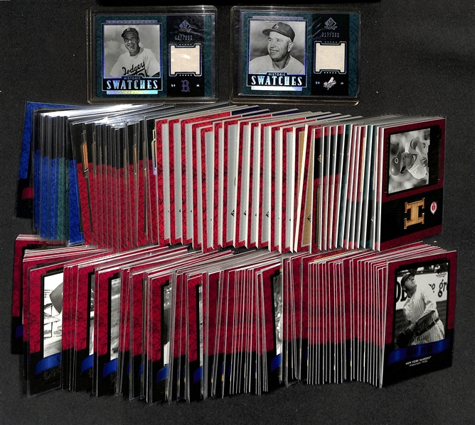 Lot of (14) 2003 SP Legendary Cuts Bat/Jersey Cards w. Johnny Bench, & (150+) Additional 2003 Legendary Cuts Commemorative Relic Cards