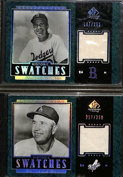 Lot of (14) 2003 SP Legendary Cuts Bat/Jersey Cards w. Johnny Bench, & (150+) Additional 2003 Legendary Cuts Commemorative Relic Cards
