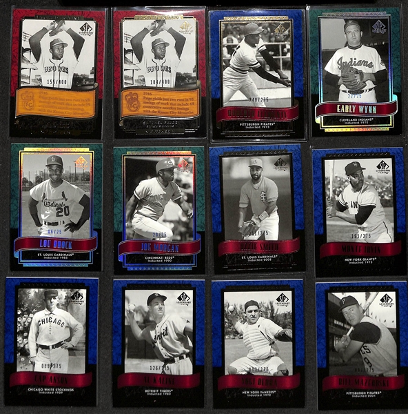 Lot of (14) 2003 SP Legendary Cuts Bat/Jersey Cards w. Johnny Bench, & (150+) Additional 2003 Legendary Cuts Commemorative Relic Cards