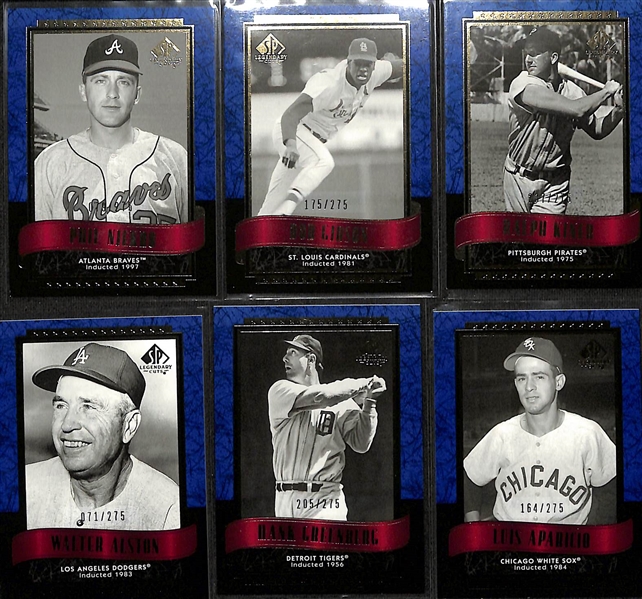 Lot of (14) 2003 SP Legendary Cuts Bat/Jersey Cards w. Johnny Bench, & (150+) Additional 2003 Legendary Cuts Commemorative Relic Cards