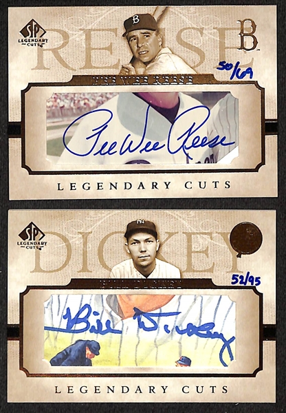 Lot of (2) 2005 Upper Deck SP Legendary Cuts Autograph Cards w. PeeWee Reese #/69 & Bill Dickey #/95