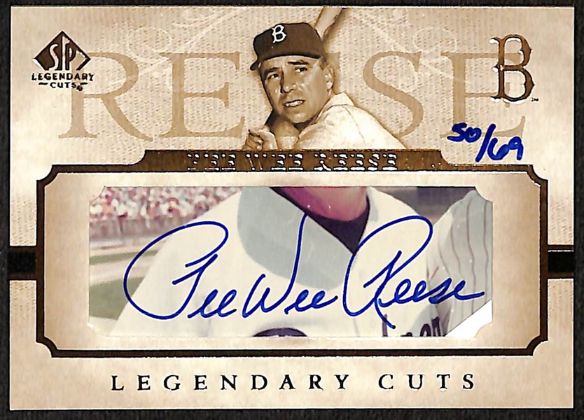 Lot of (2) 2005 Upper Deck SP Legendary Cuts Autograph Cards w. PeeWee Reese #/69 & Bill Dickey #/95