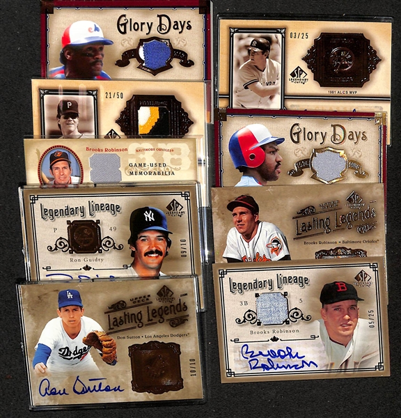 Lot of (9) 2005 Upper Deck SP Legendary Cuts Autograph Cards w. (2) Brooks Robinson, Andre Dawson, +