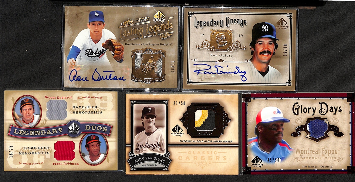 Lot of (9) 2005 Upper Deck SP Legendary Cuts Autograph Cards w. (2) Brooks Robinson, Andre Dawson, +
