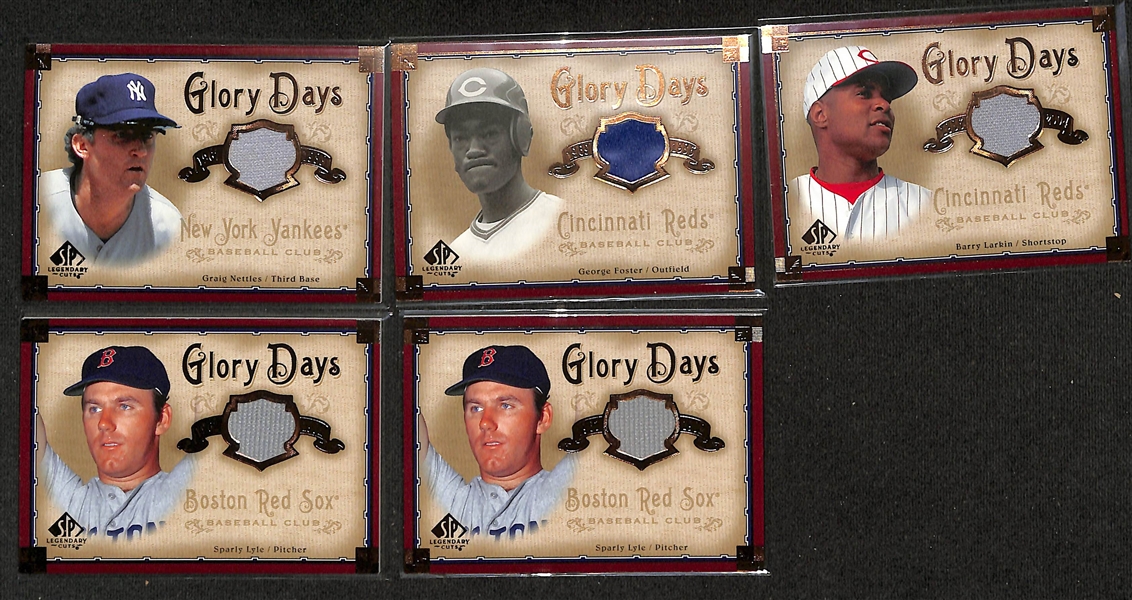 Lot of (30+) 2005 Upper Deck SP Legendary Cuts Lasting Legends & Glory Days Game-Used Jersey Cards w. Berra, Musial, Carew, Ryan, Gwynn, +