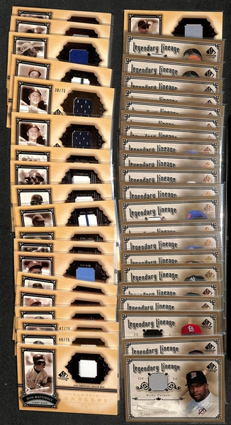 Lot of (41) 2005 Upper Deck SP Legendary Cuts Legendary Lineage & Classic Careers Game-Used Jersey Cards w. Ripken Jr, Puckett, Ozzie Smith, Mattingly, +