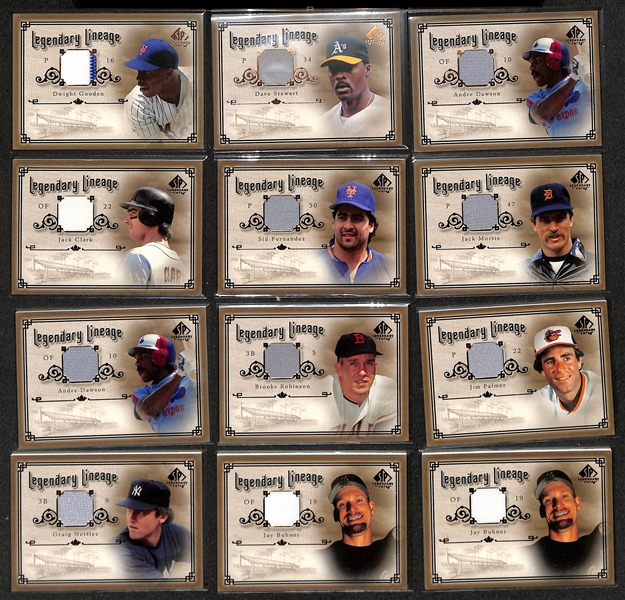 Lot of (41) 2005 Upper Deck SP Legendary Cuts Legendary Lineage & Classic Careers Game-Used Jersey Cards w. Ripken Jr, Puckett, Ozzie Smith, Mattingly, +