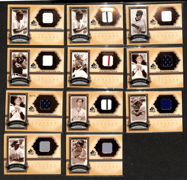 Lot of (41) 2005 Upper Deck SP Legendary Cuts Legendary Lineage & Classic Careers Game-Used Jersey Cards w. Ripken Jr, Puckett, Ozzie Smith, Mattingly, +