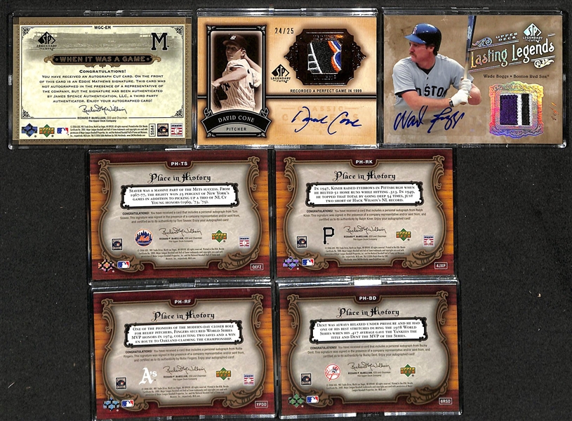 Lot of (9) 2006 Upper Deck SP Legendary Cuts Autograph Cards w. Eddie Mathews #/33, Tom Seaver #/55, Wade Boggs #1/1, +