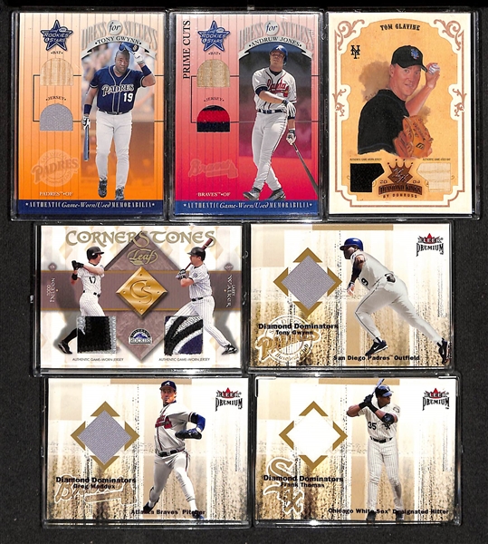 Lot of (33) Baseball Relic/Insert/Numbered Cards w. 2001 Leaf/Donruss Rookies & Stars Tony Gwynn Game-Worn Bat/Jersey Card