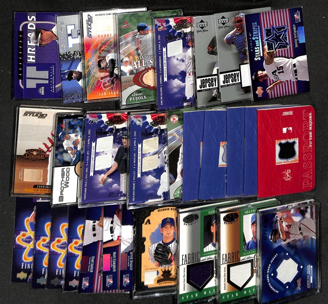 Lot of (25+) Baseball Relic/Insert/Numbered Cards w. 2003 Upper Deck Finite Stars & Stripes Justin Verlander Jersey Card