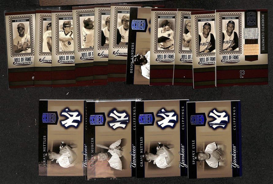 Lot of (15) 2005 Donruss Greats Game Worn/Used Baseball Cards w. Roberto Clemente Jersey Bat Card