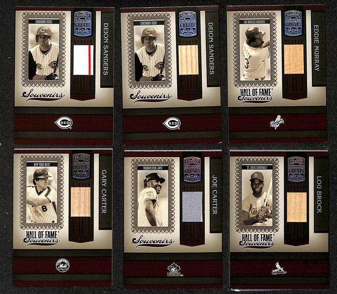 Lot of (15) 2005 Donruss Greats Game Worn/Used Baseball Cards w. Roberto Clemente Jersey Bat Card