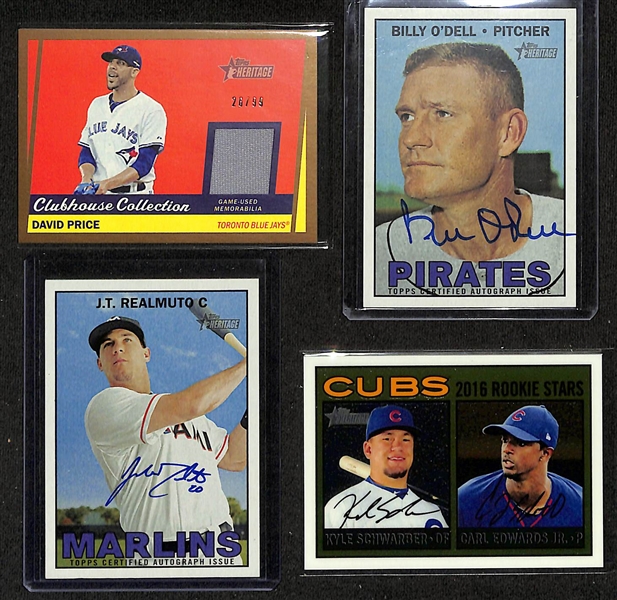 Lot of (58) 2016 Topps Heritage Cards (4 autographs, 2 relic/memorabilia cards, 21 in-action short-print variations, and more) w. Aaron Nola In-Action + Autograph RC