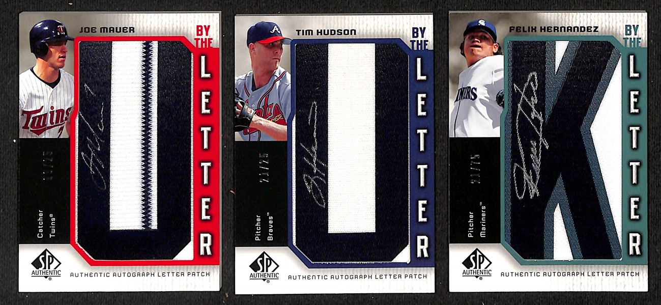 Lot of (5) 2006 SP Authentic By The Letter Numbered Autograph Patch Cards w. Cabrera, Clemens, Mauer, Hernandez, Hudson