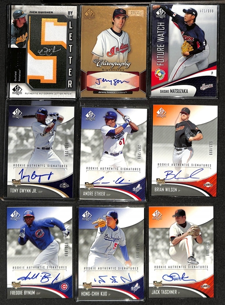 2006 SP Authentic Baseball Base Set of 100 Cards, (70+) Serial Numbered Cards, (70+) Baseball Heroes Insert Cards, & (23) Autograph Cards & (6) By The Letter Cards