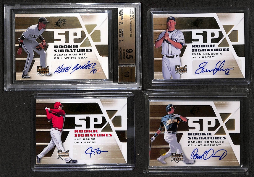 2008 SPx Baseball Base Set of 100 Cards & (45+) Rookie Signatures Insert Cards w. Alexei Ramirez BGS 9.5 (Auto 10), Jay Bruce, Carlos Gonzalez, Evan Longoria